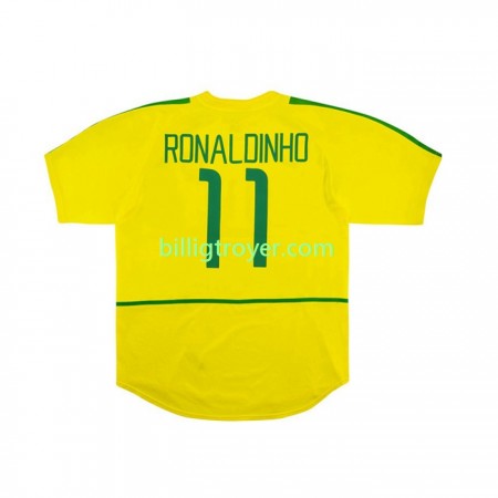 Billige Fotballdrakter Brasil RONALDINHO 11 Retro Hjemmedraktsett 2002 Kortermet